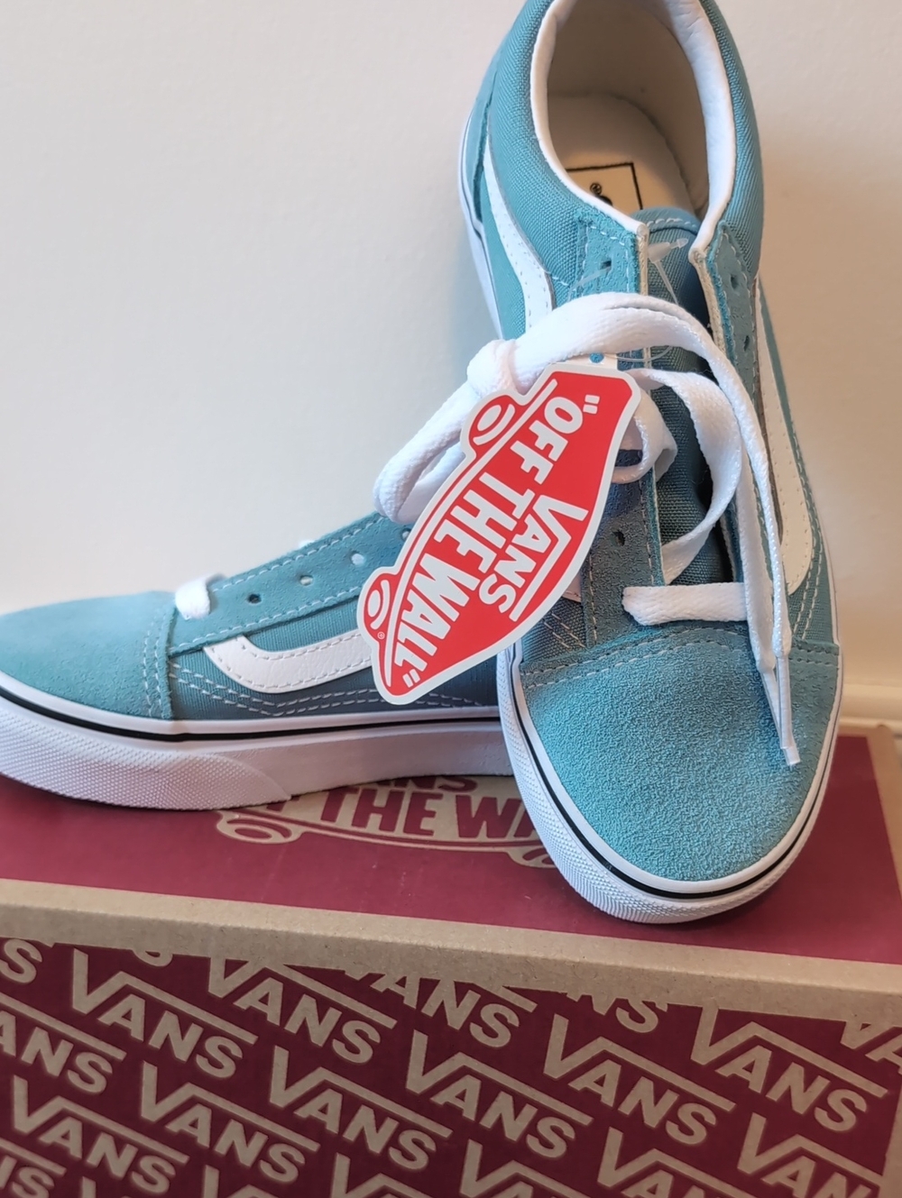 Vans Kids Old Skool Teal/White Low-Top Sneakers